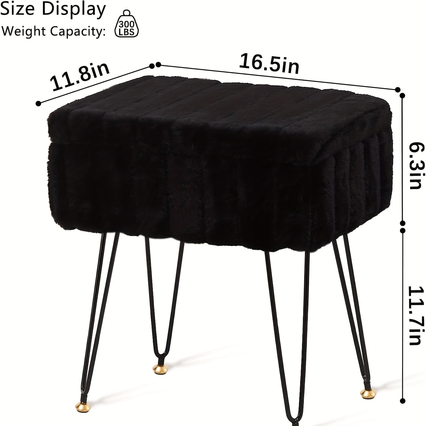 Storage Ottoman, Vanity Stools With Metal Legs, 16.5\