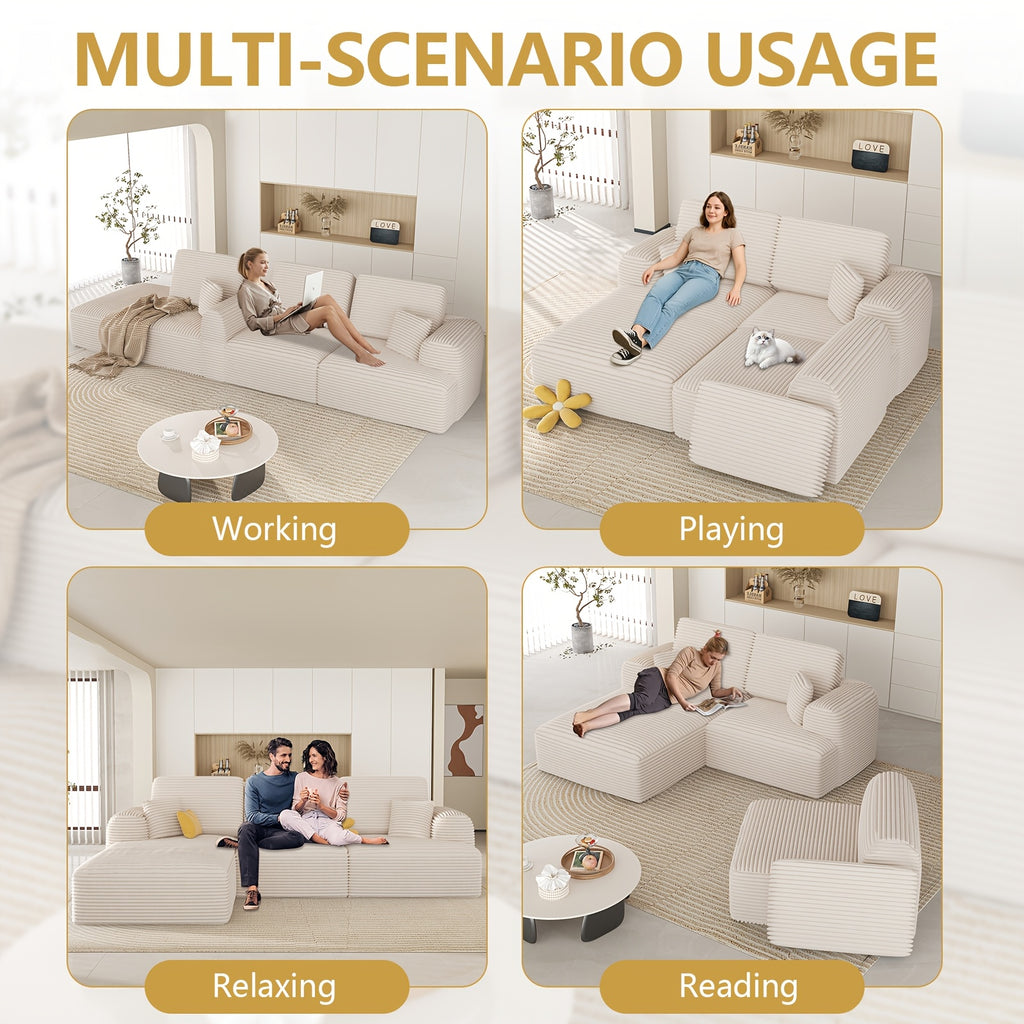 106-inch Luxury Cloud Sofa Set, L-shaped Large Sofa With A Comfortable Chaise Lounge, Boneless L-shaped Sofa Set, Suitable For Living Rooms, Deep-seat Minimalist Modular Sofa Bed, Ideal For Bedrooms And Apartment Lounges, Extra-large Sofa Set