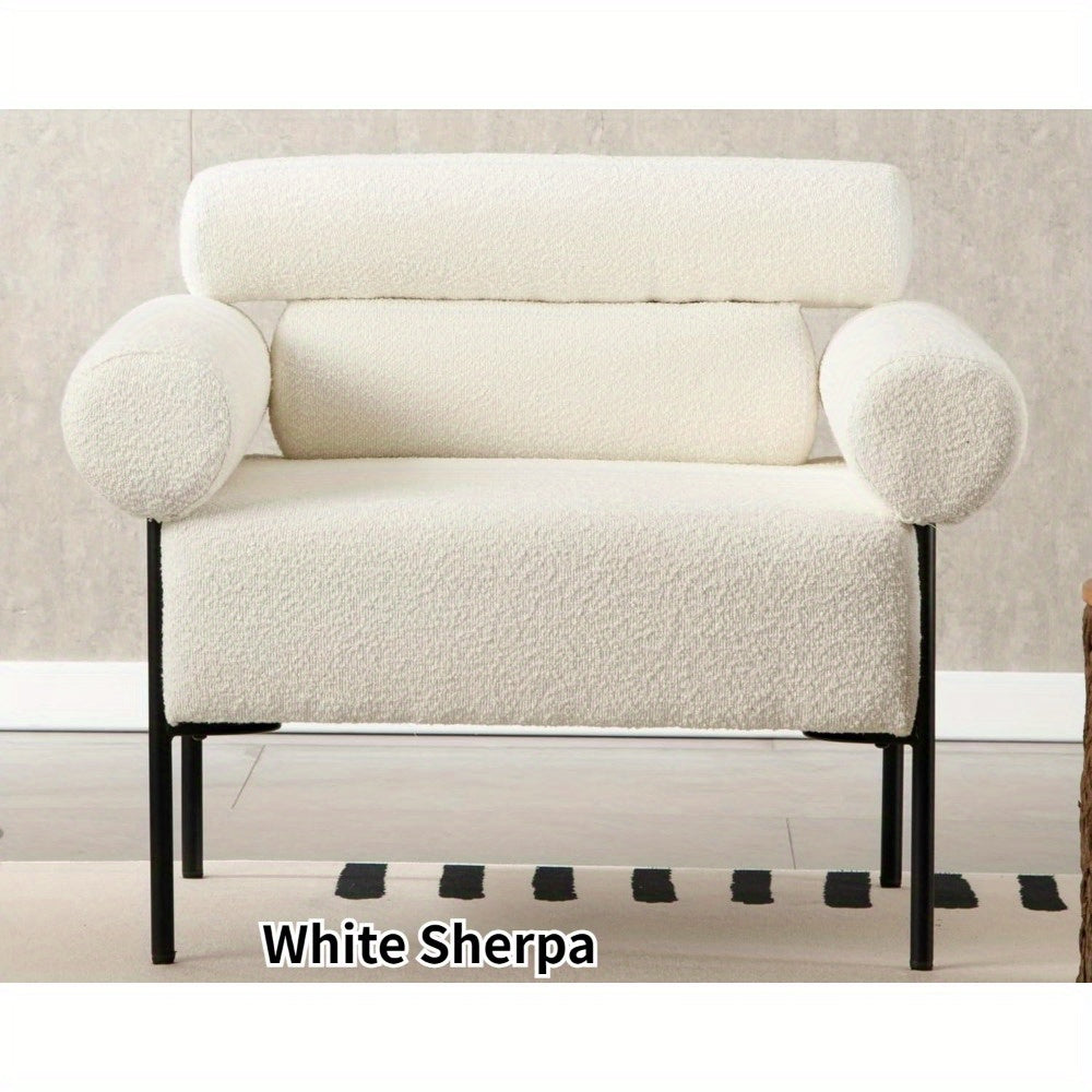 1pc Oversized Accent Chair with Metal Legs, Comfy Side Chair with Padded Back, Modern Upholstered Chair with 8.5\