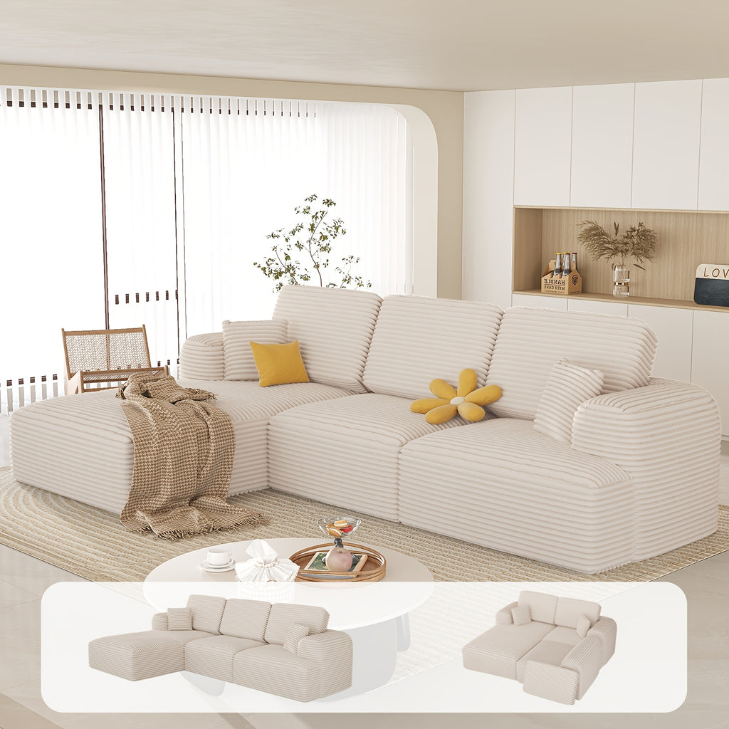 106-inch Luxury Cloud Sofa Set, L-shaped Large Sofa With A Comfortable Chaise Lounge, Boneless L-shaped Sofa Set, Suitable For Living Rooms, Deep-seat Minimalist Modular Sofa Bed, Ideal For Bedrooms And Apartment Lounges, Extra-large Sofa Set