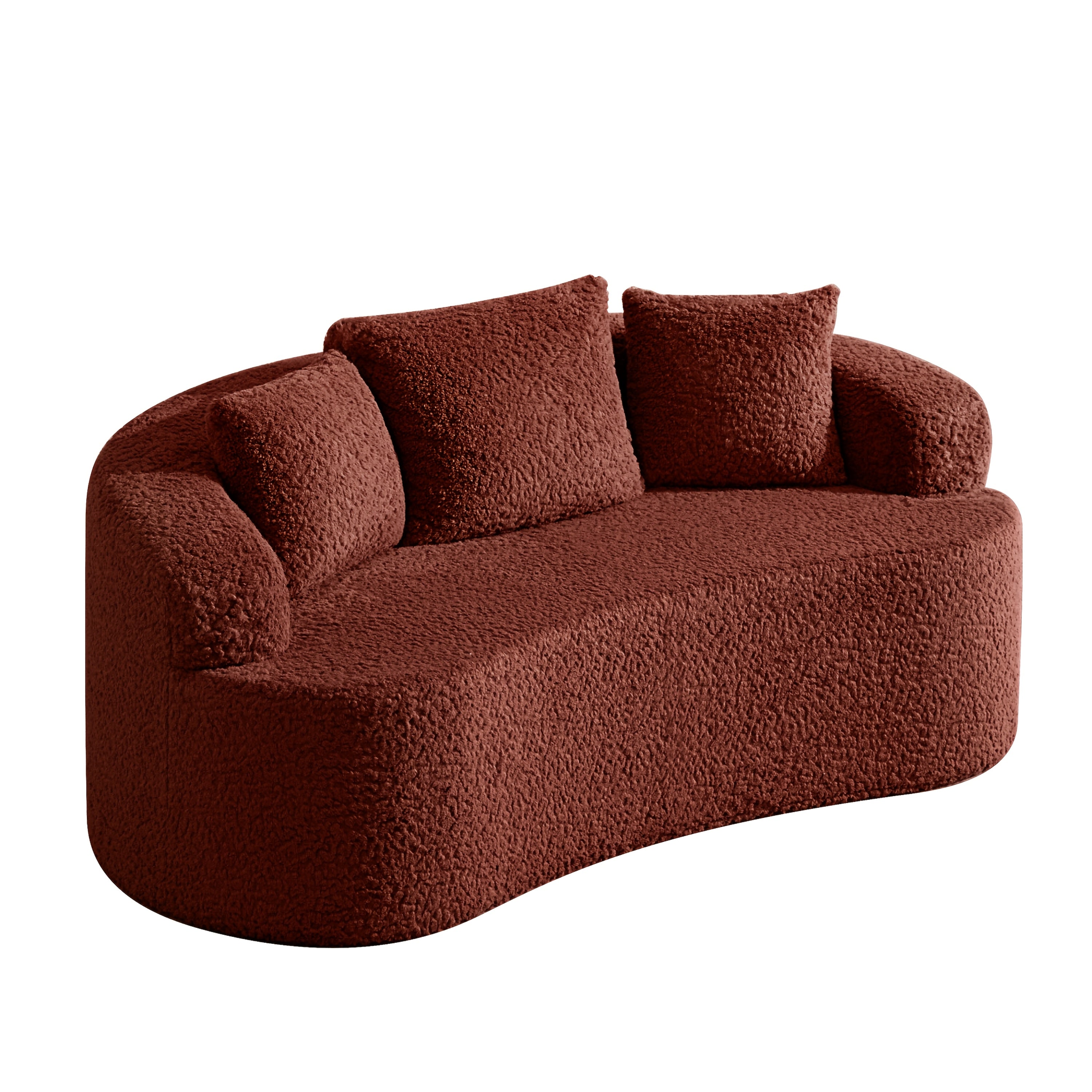 RIKADE Curved Compression Sofa, No-Assembly Plush Back Memory Foam & Acetate Fabric, Elegant Furniture for Living Room, 3 Colors (Brown\u002FBeige\u002FNavy)
