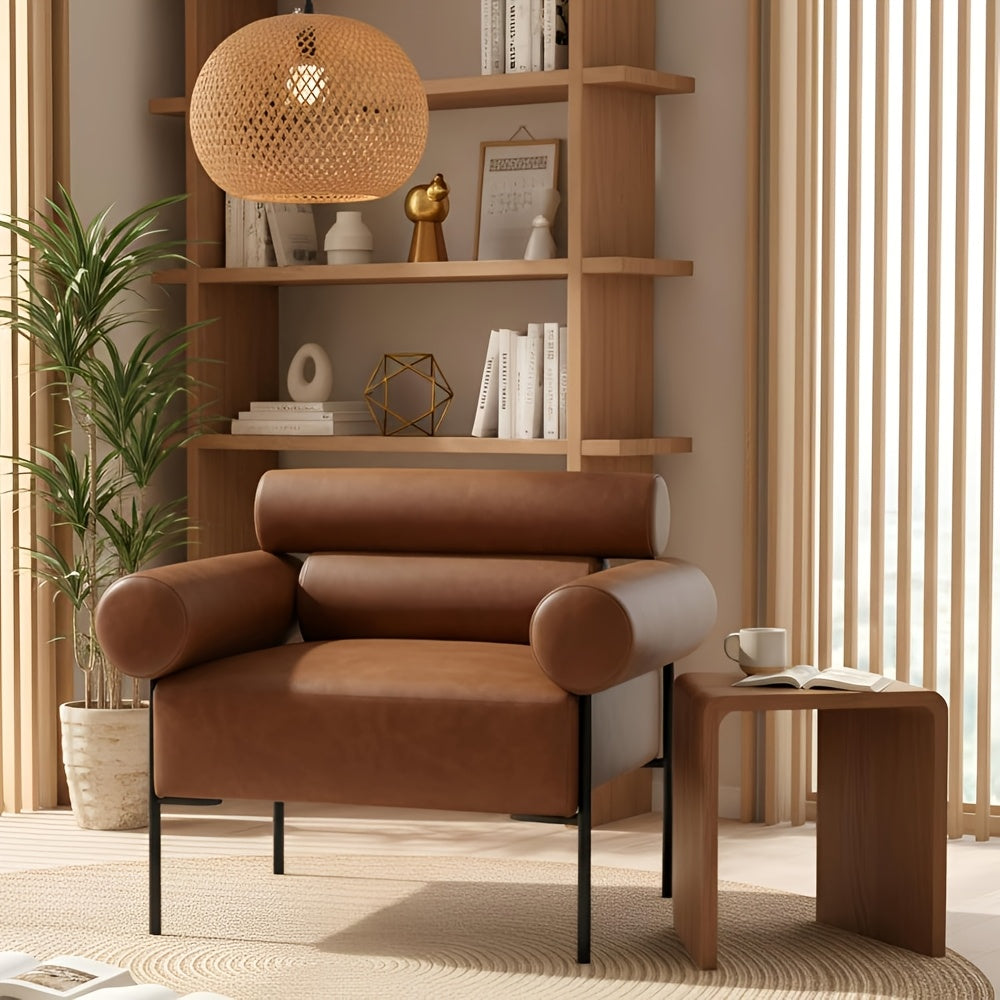 1pc Oversized Accent Chair with Metal Legs, Comfy Side Chair with Padded Back, Modern Upholstered Chair with 8.5\