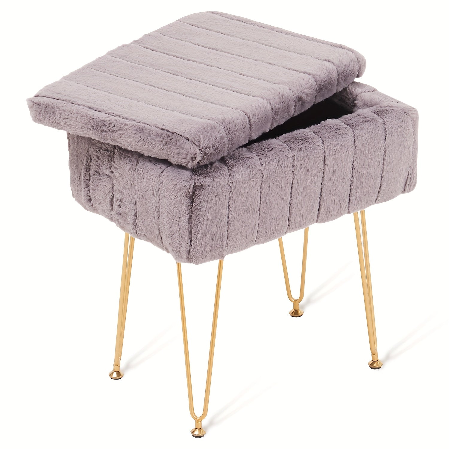 Storage Ottoman, Vanity Stools With Metal Legs, 16.5\