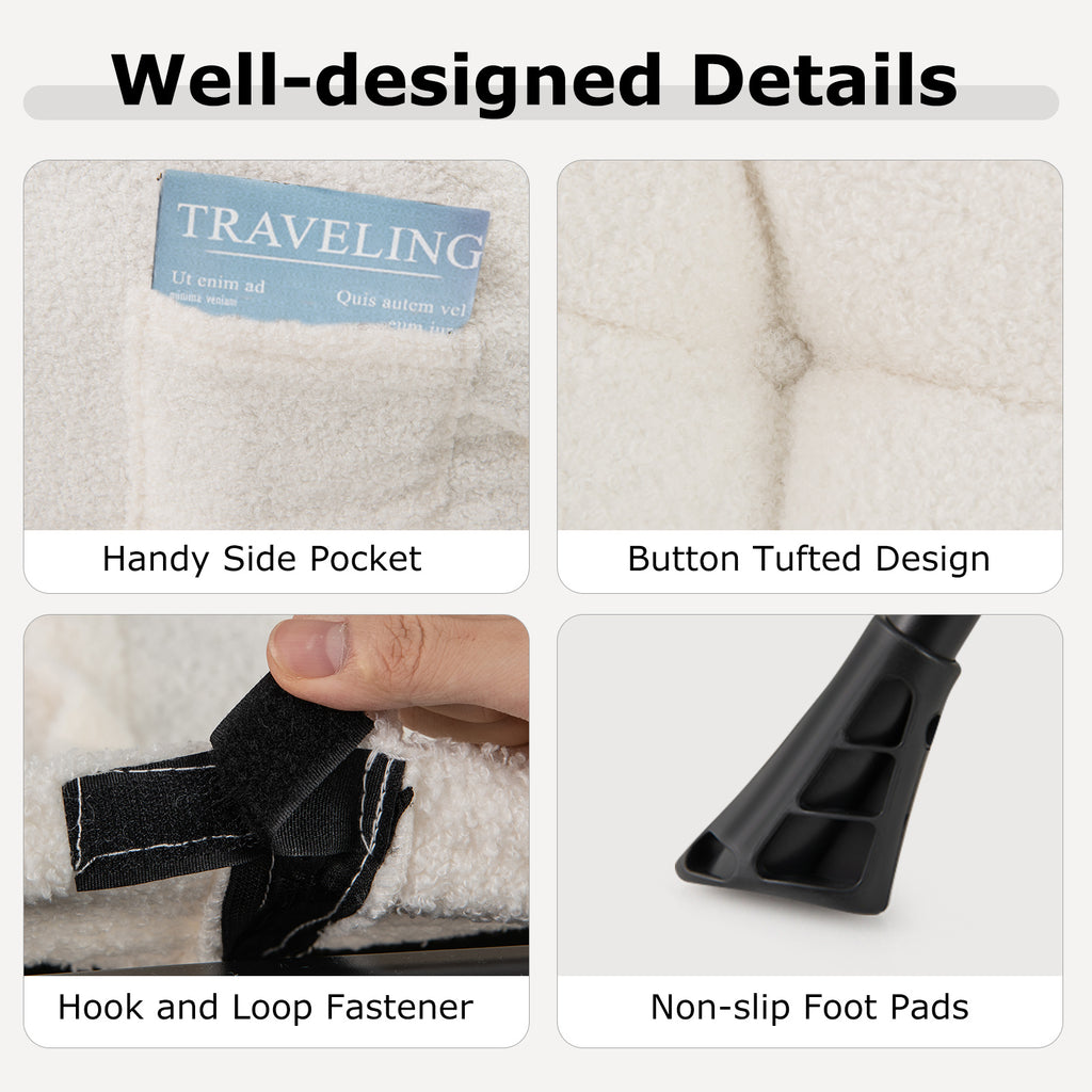 COSTWAY Sherpa Fabric Lazy Chair, Modern Accent Chair with Armrests & Side Pocket, Upholstered Lounge Reading Chair with Heavy-duty Metal Frame for Living Room Bedroom