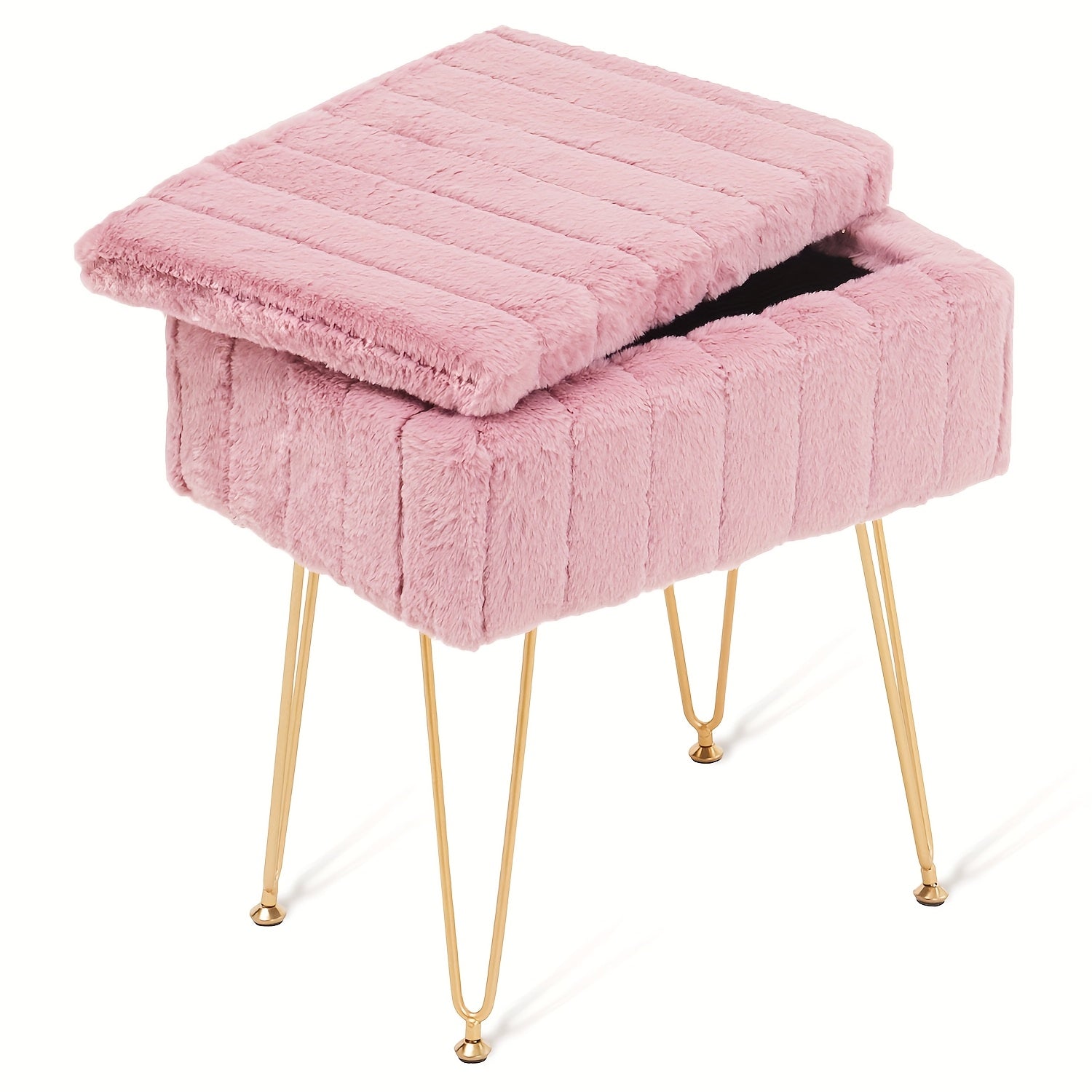 Storage Ottoman, Vanity Stools With Metal Legs, 16.5\