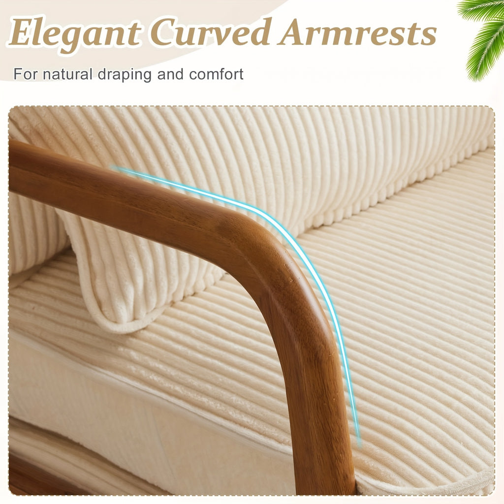 Bonnlo Wide Armrests Accent Chair, Mid Century Modern Chair with Pillow, Comfy Upholstered Chair Farmhouse Arm Chair