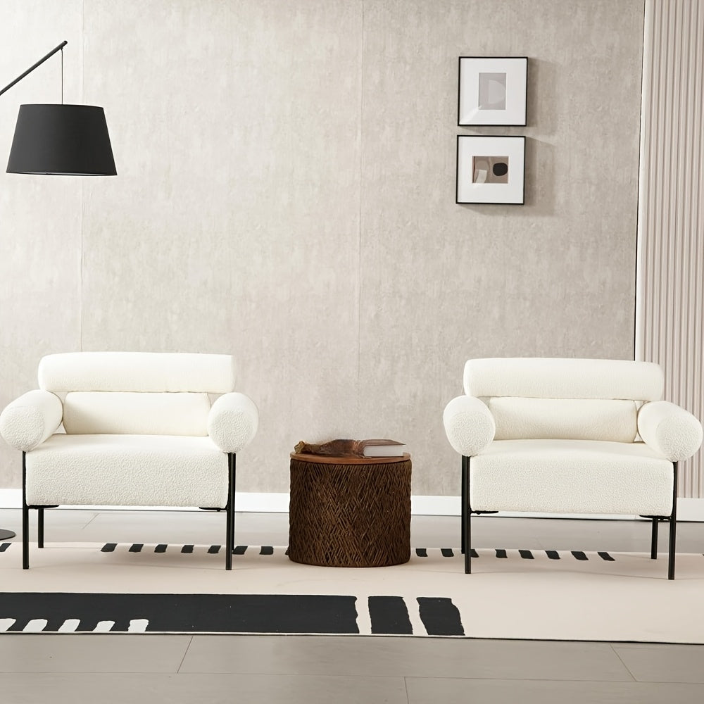 1pc Oversized Accent Chair with Metal Legs, Comfy Side Chair with Padded Back, Modern Upholstered Chair with 8.5\