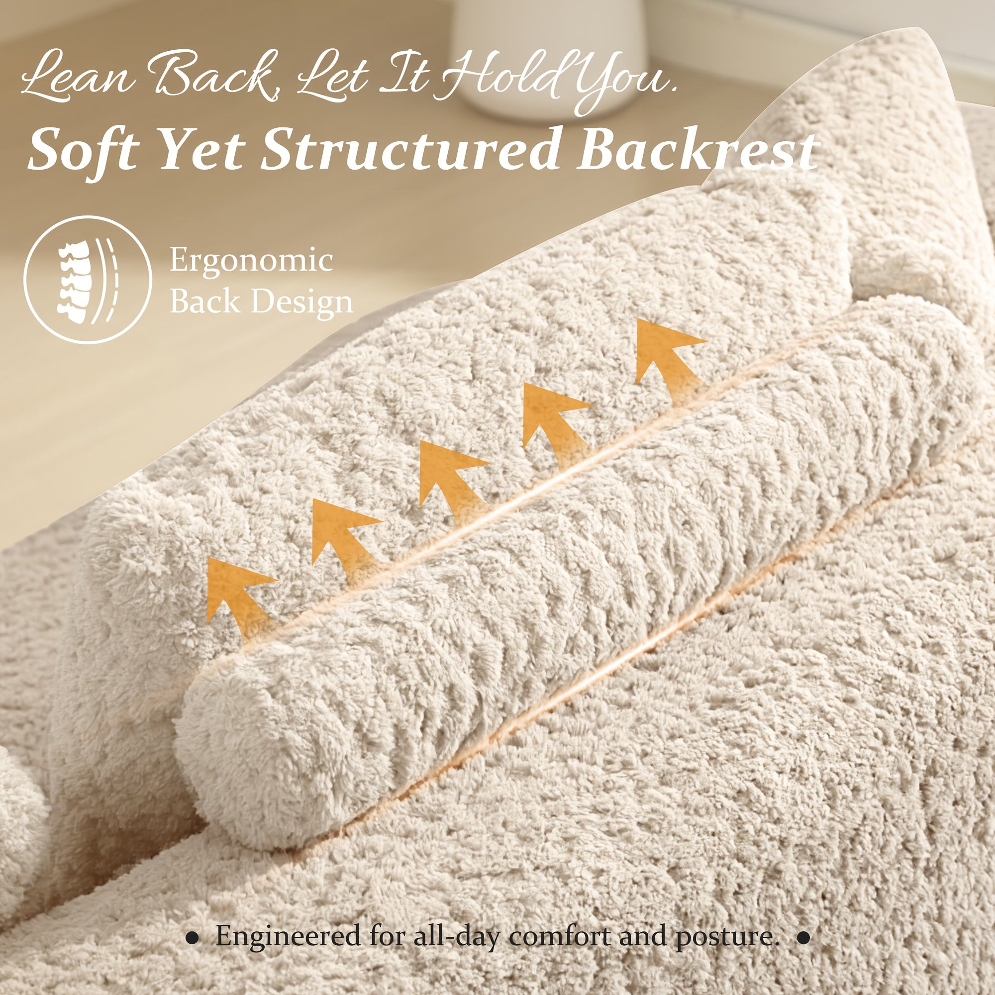 RIKADE Curved Compression Sofa, No-Assembly Plush Back Memory Foam & Acetate Fabric, Elegant Furniture for Living Room, 3 Colors (Brown\u002FBeige\u002FNavy)