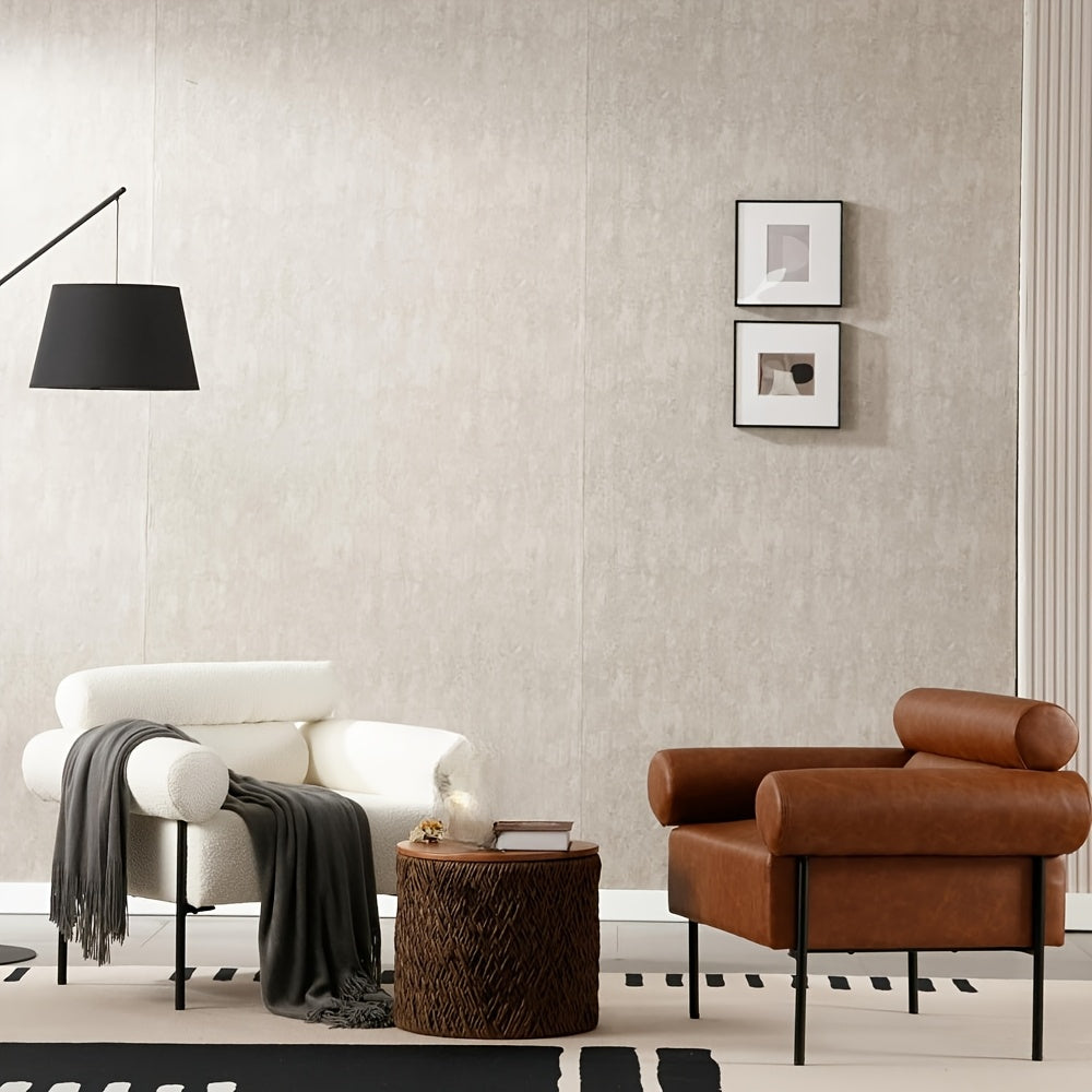 1pc Oversized Accent Chair with Metal Legs, Comfy Side Chair with Padded Back, Modern Upholstered Chair with 8.5\