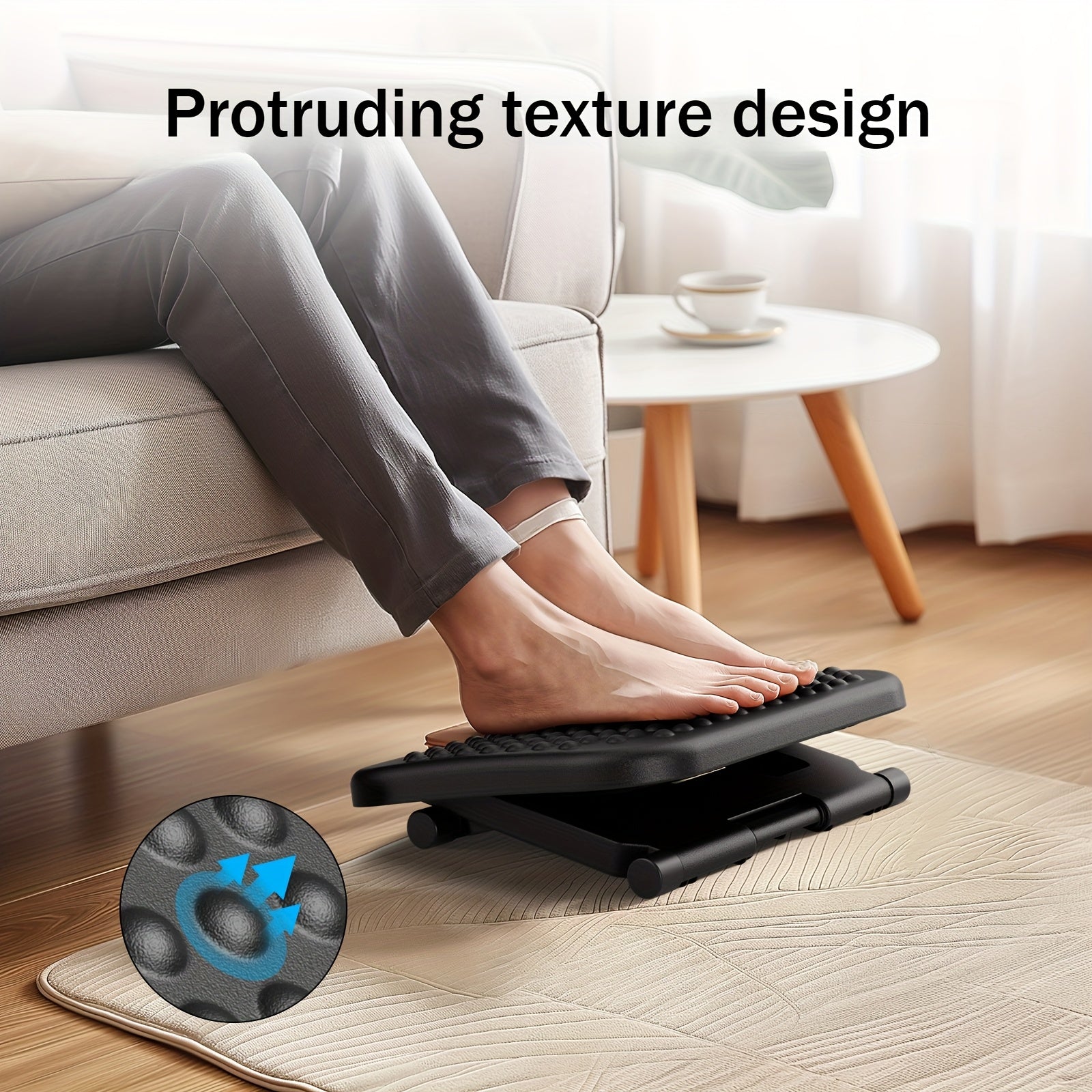 Ergonomic Footrest, Adjustable Under Desk Footrest, with 3 Height Position And 30 Degree Tilt Angle Adjustment, with Comfortable Texture Design, Use for Home And Office.