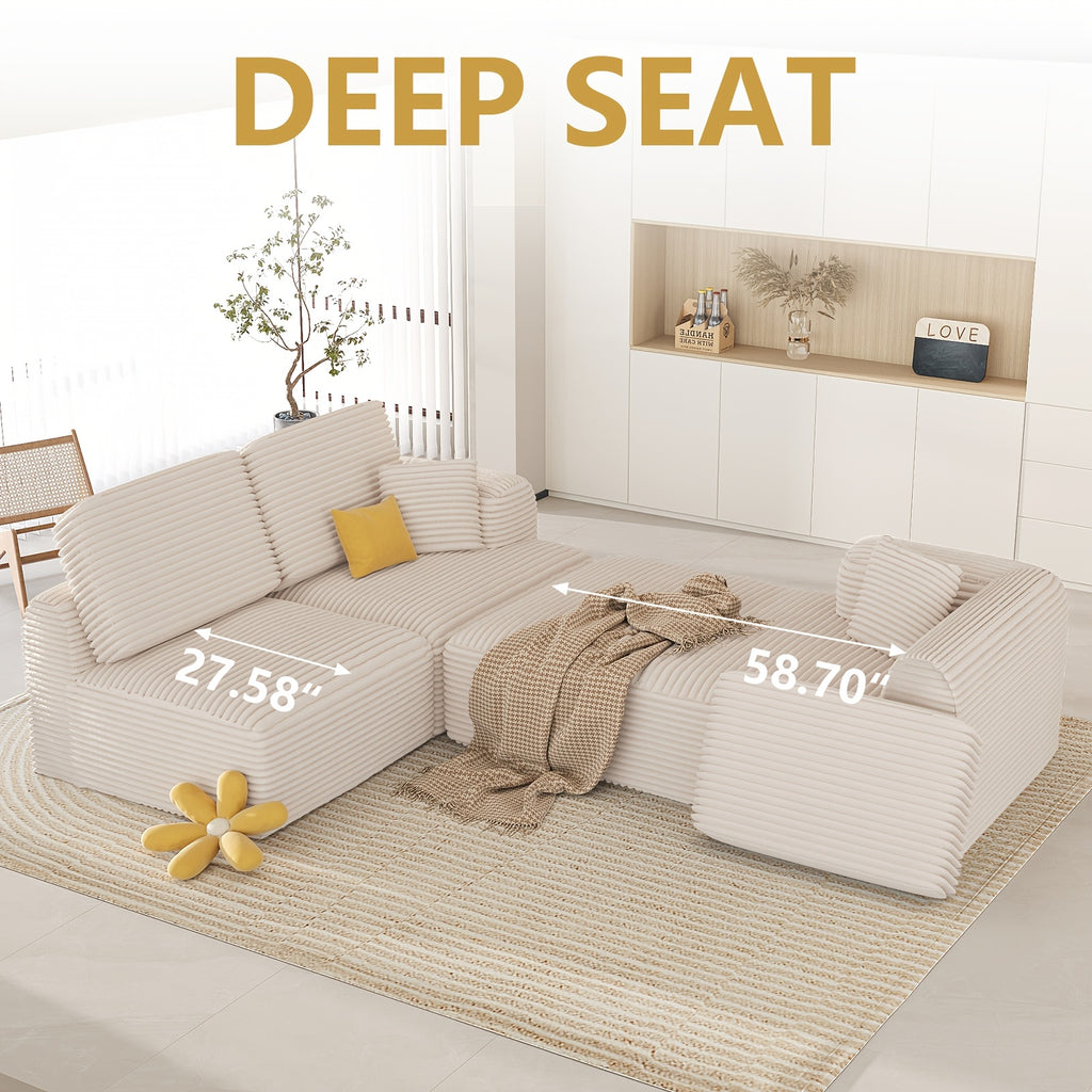 106-inch Luxury Cloud Sofa Set, L-shaped Large Sofa With A Comfortable Chaise Lounge, Boneless L-shaped Sofa Set, Suitable For Living Rooms, Deep-seat Minimalist Modular Sofa Bed, Ideal For Bedrooms And Apartment Lounges, Extra-large Sofa Set