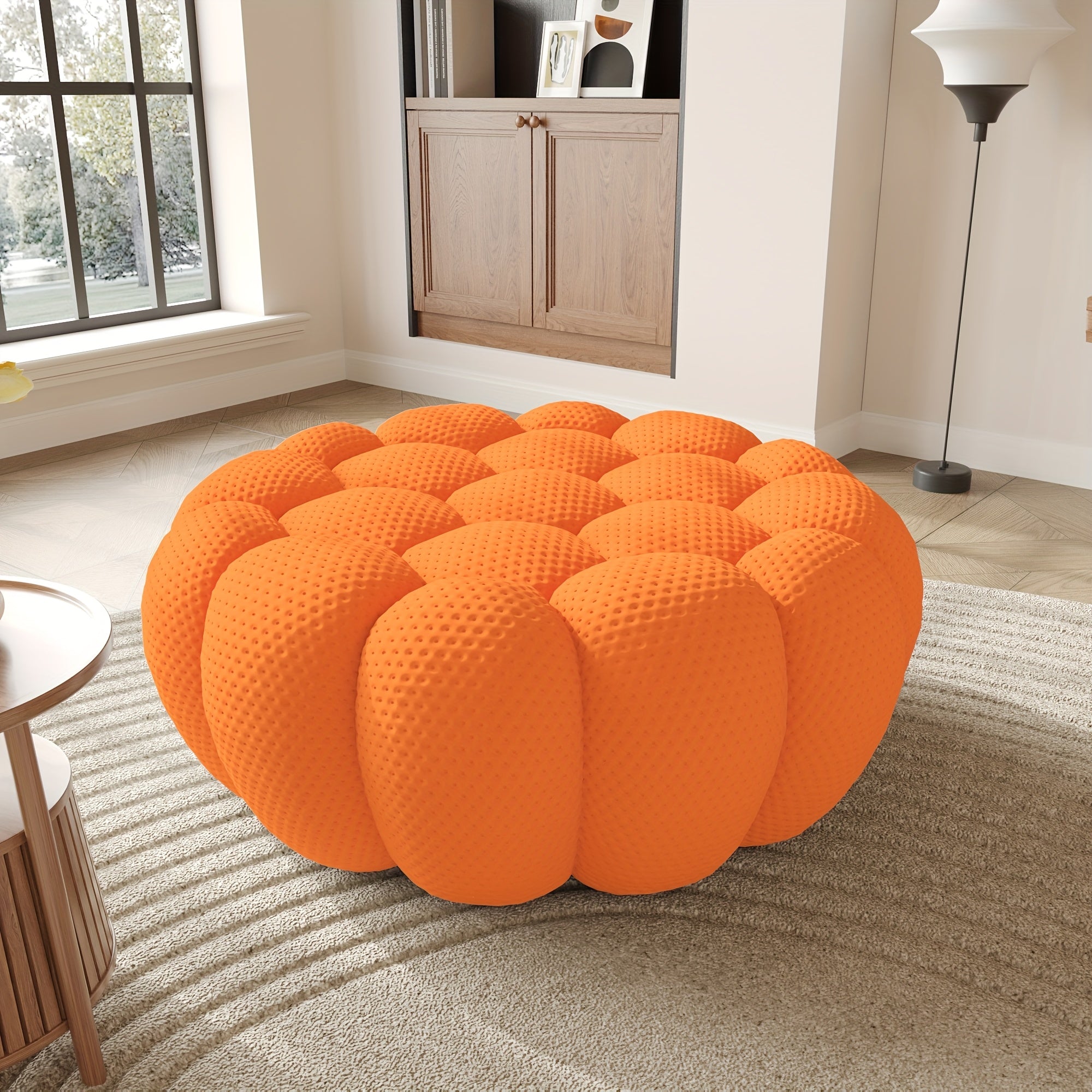 98'' Modern Upholstered Curved Sofa, 3 Seater Mesh Fabric Floor Sofa, 3D Honeycomb Shape Curved Couch for Living Room