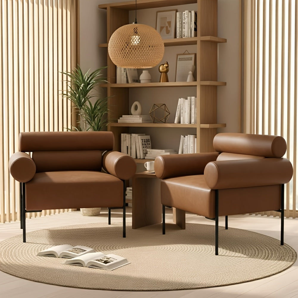 1pc Oversized Accent Chair with Metal Legs, Comfy Side Chair with Padded Back, Modern Upholstered Chair with 8.5\