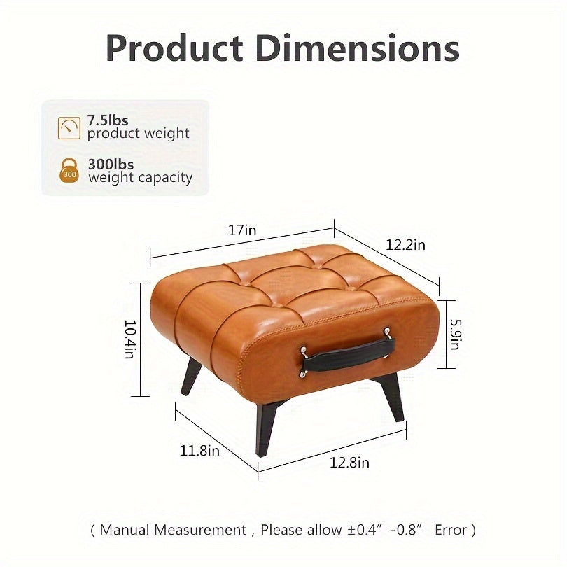 1pc High Quality Oil Wax Leather Low Stools, Footstools, Leather Padded Footstools, Stylish & Versatile For Sofa End, Shoe Changing Stools For Living Rooms, Corridors, Foyers, Entrance, Bedroom, Home Decor Furniture, Furniture For Home