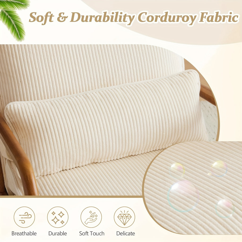 Bonnlo Wide Armrests Accent Chair, Mid Century Modern Chair with Pillow, Comfy Upholstered Chair Farmhouse Arm Chair