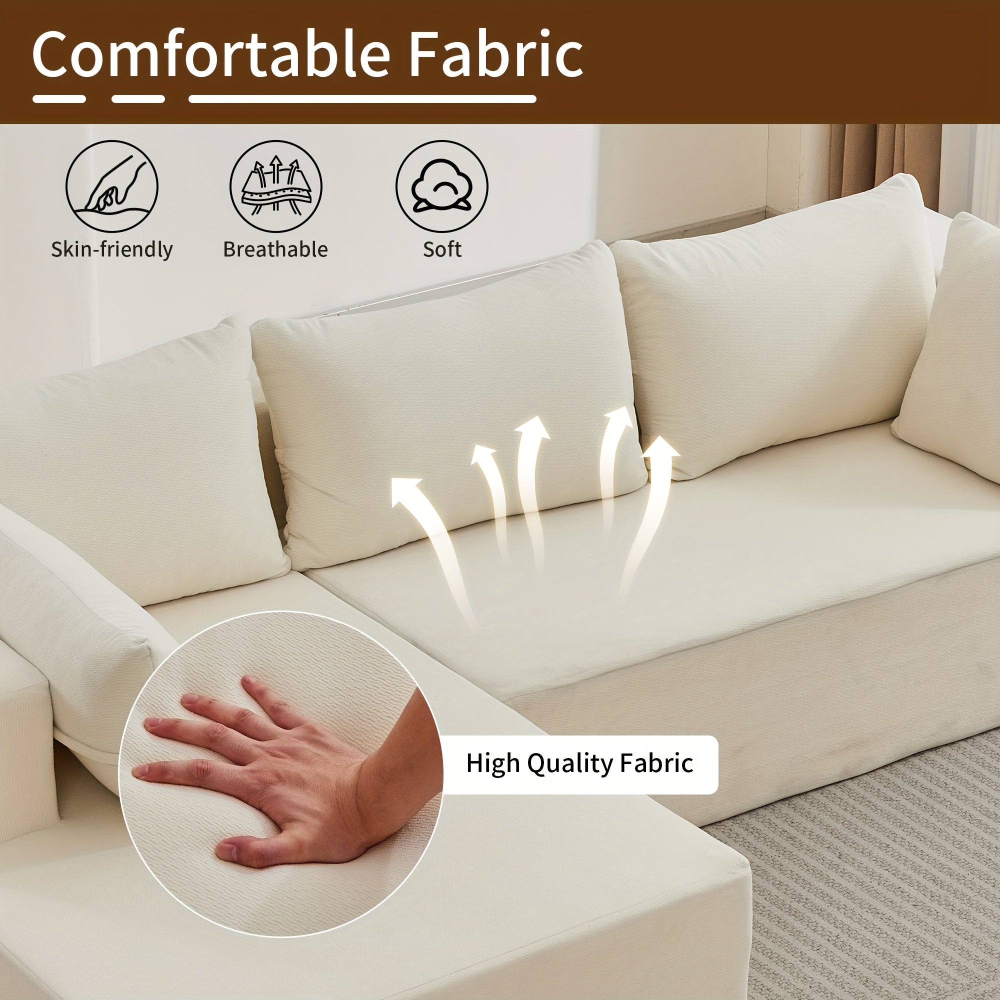 108-inch Living Room Chaise Lounge Sofa, 4 Combination Options, L-shaped Pure Foam Cloud Sofa Bed, Features Deep Seating And Multiple Throw Pillows, No Assembly Required Floor Sofa, Faux Velvet Material, Perfect for The Living Room, Christmas Gift.