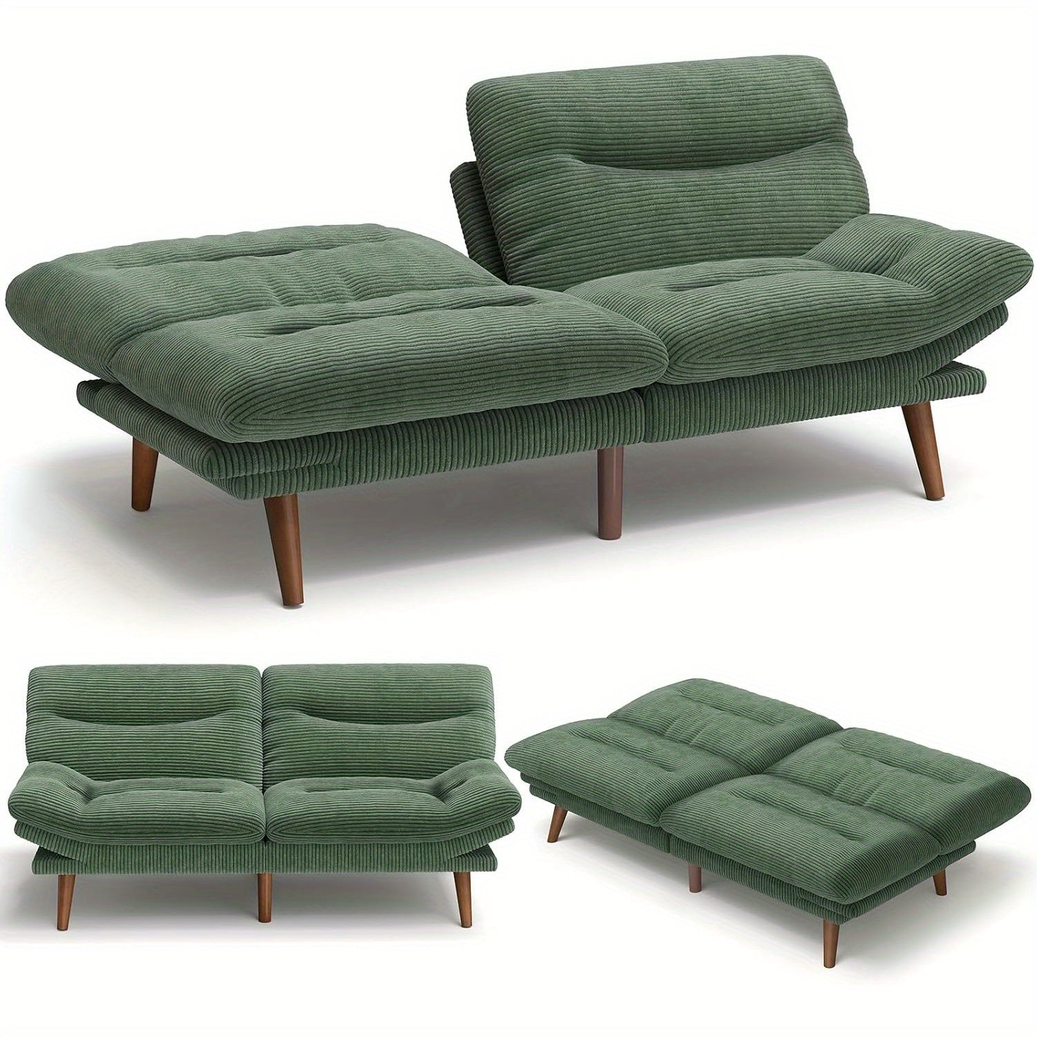 66-75Inch Futon Sofa Bed with Adjustable Backrest Armrests, Convertible Futon Sofa Couch for Small Spaces, Living Room Or Office, Corduroy Futons Sofas Bed Christmas Gift Decoration Sofa