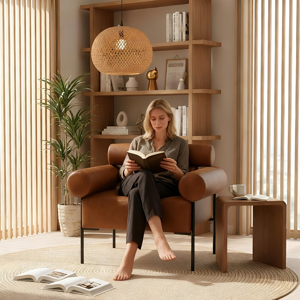 1pc Oversized Accent Chair with Metal Legs, Comfy Side Chair with Padded Back, Modern Upholstered Chair with 8.5\