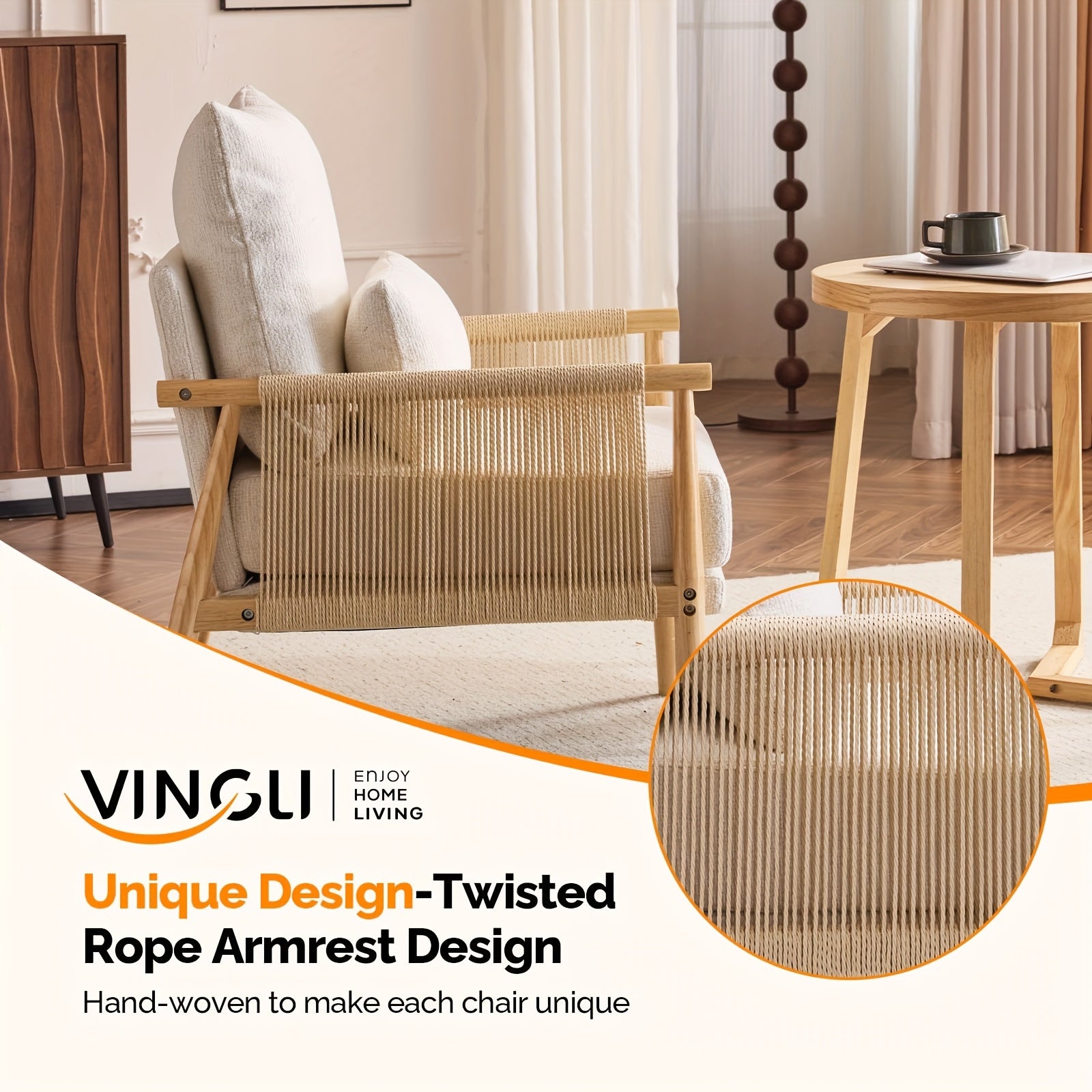 Bonnlo Mid-Century Modern Accent Chair with Solid Wooden Armrests & Waist Pillow - Foam-Padded Chenille Louge Armchair Suitable for, Reading Nook, Compact Spaces - Stylish Comfortable Armchair (No Assembly)