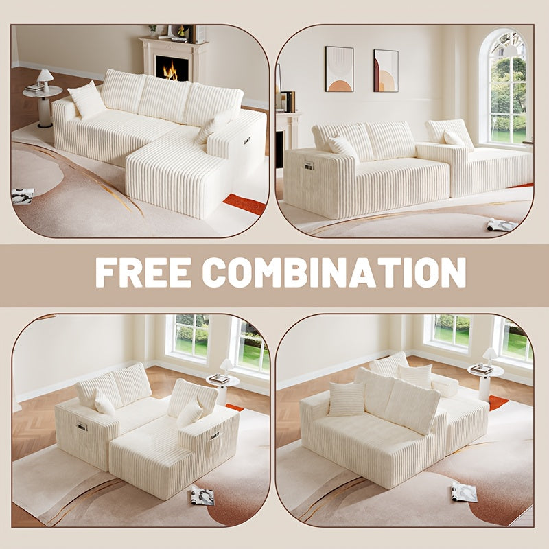 Modern Compression Sofa | Bean Bag Sofa, Integrated Combinable and Placeable, Multi-person Teddy Velvet Cushion, Suitable for Study Leisure Reading, Office Nap, Various Room Types, Polyester Memory Foam